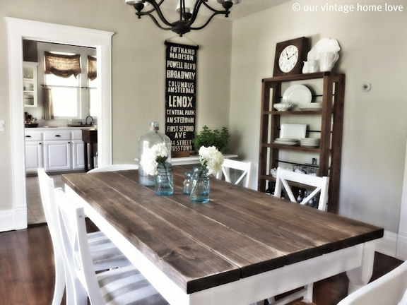 white and natural wood kitchen table